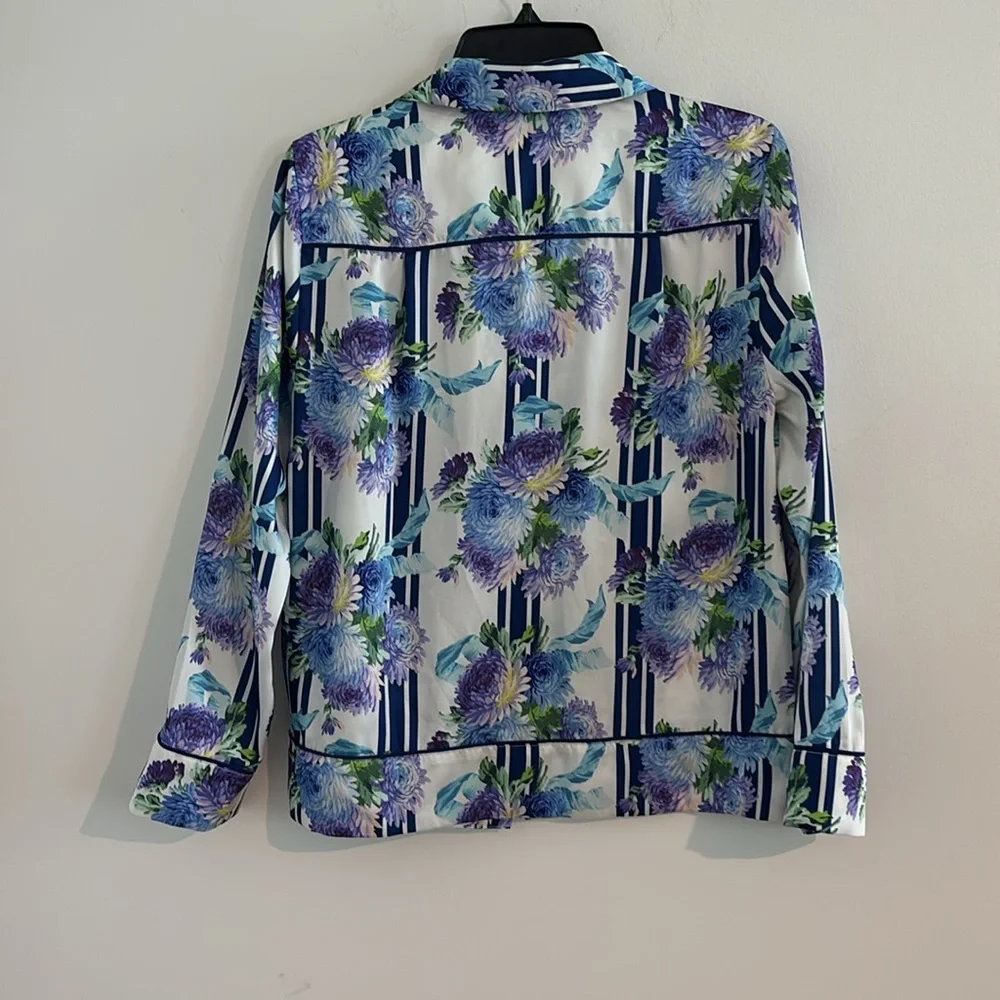 J. Crew‎ Floral Button Down Pajama Set Retail $158 - Blue, Green & Purple